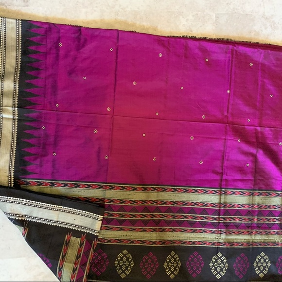 Rich handloom Purple-magenta pure silk SAREE SARI - Picture 2 of 12
